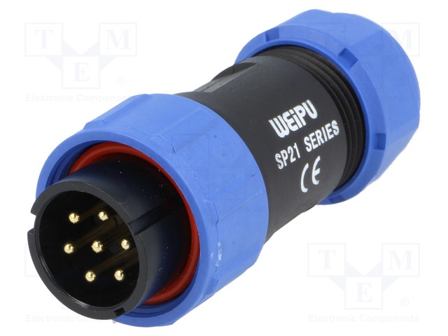 Plug; male; SP21; PIN: 7; IP68; 7÷12mm; soldering; for cable; 500V
