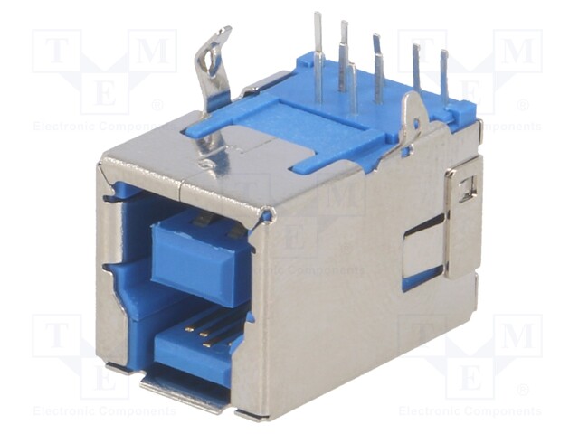 Socket; USB B; on PCBs; THT; angled 90°; USB 3.0; gold-plated