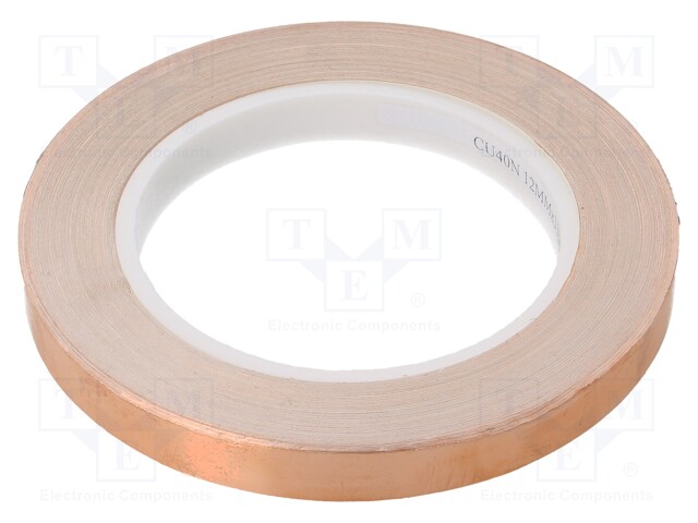 Tape: electrically conductive; W: 12mm; L: 33m; D: 0.08mm; copper