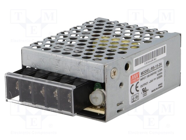Power supply: switched-mode; modular; 15W; 24VDC; 62.5x51x28mm