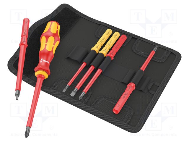 Kit: screwdrivers; insulated; 1kVAC; square,Phillips,slot; case