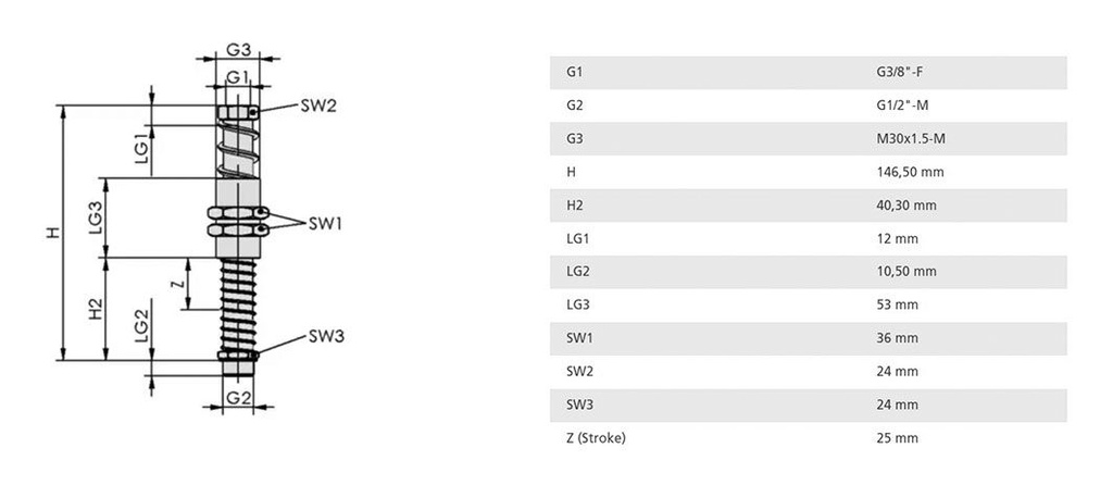 Spring plunger; 0÷80°C; Vert.load: 4900N; 3.83N/mm; FSTA