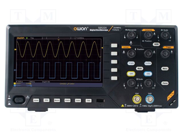 Oscilloscope: digital; Ch: 2; 200MHz; 1Gsps; 20Mpts; LCD 7"; SDS