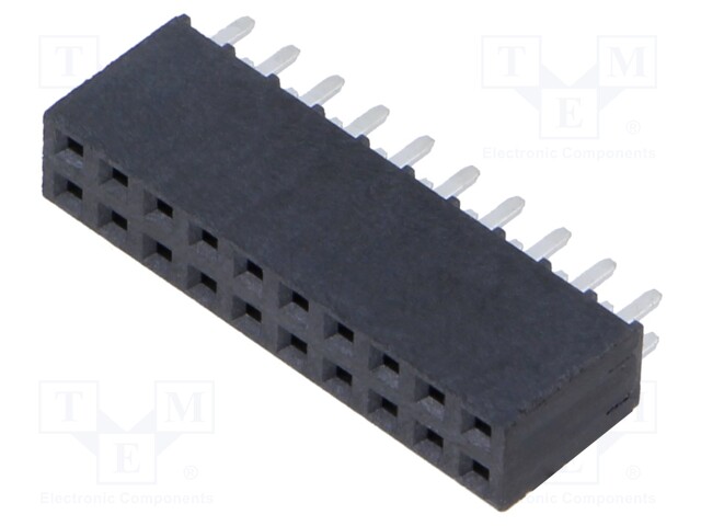 Connector: pin strips; female; PIN: 20; 2.54mm; gold flash; THT