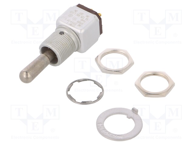 Switch: toggle; Pos: 3; DPDT; ON-OFF-ON; 5A/125VAC; 5A/30VDC