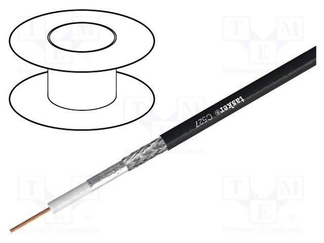 Wire: coaxial; 1x17AWG; stranded; Cu; PVC; black; 6.1mm