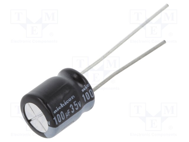 Capacitor: electrolytic; THT; 100uF; 35VDC; Ø8x9mm; Pitch: 3.5mm