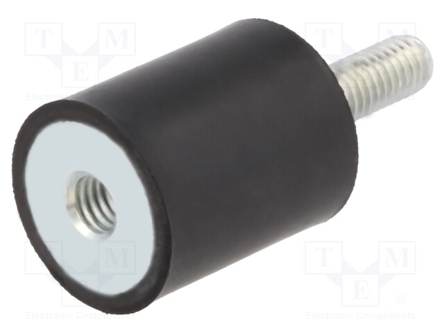 Vibration damper; M8; Ø: 40mm; rubber; L: 20mm; Thread len: 23mm