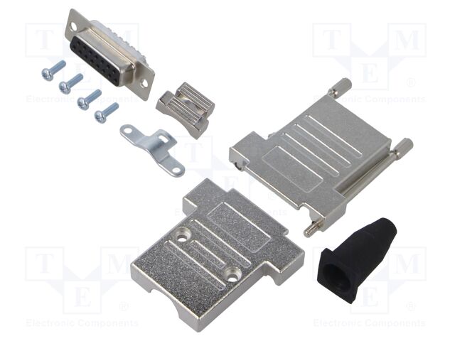 D-Sub; PIN: 15; plug; female; angled 45°; soldering; for cable