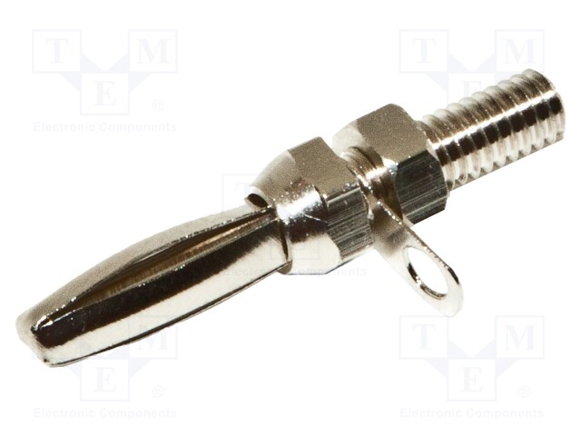 Plug; 4mm banana; 15A; non-insulated; 39.98mm; nickel plated