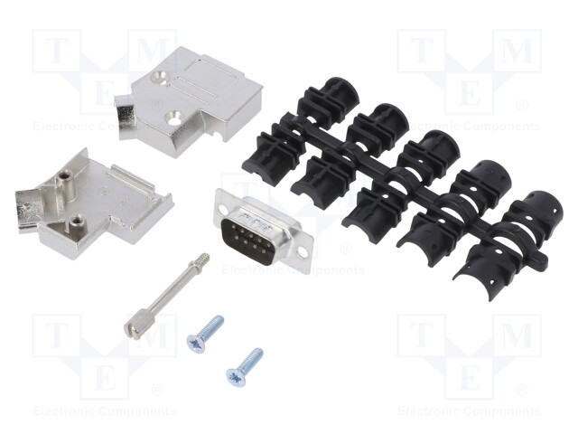 D-Sub; PIN: 9; male; shielded; angled 45°; soldering; for cable