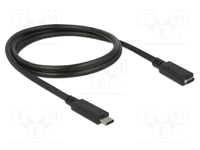 Cable; USB C socket,USB C plug; 1m; black; HDCP,HDR; 24AWG,32AWG