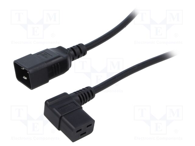 Cable; 3x1.5mm2; IEC C19 female angled,IEC C20 male; PVC; 5m