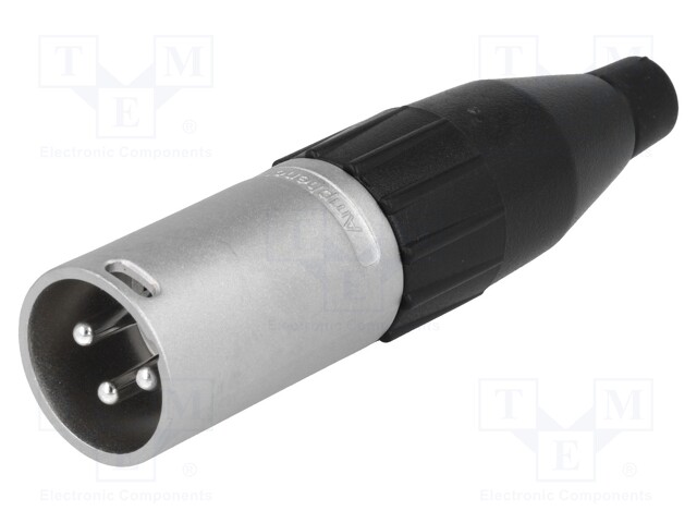 Plug; XLR; male; PIN: 3; straight; for cable; soldering; 133V; 15A