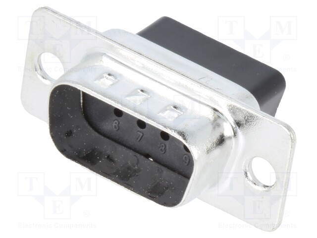 D-Sub; PIN: 9; plug; male; w/o contacts; crimped; for cable; black