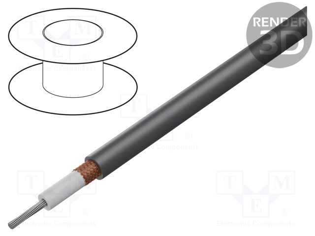 Wire; Alpha Essential C&C; 1x24AWG; PVC; dark grey; 600V; 30.5m