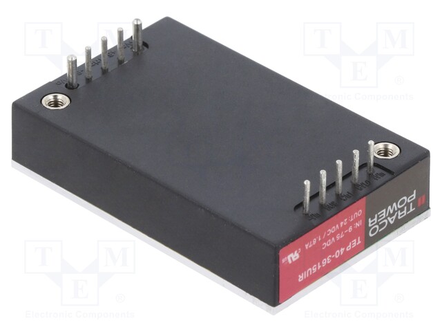Converter: DC/DC; 40W; Uin: 9÷75V; 24VDC; Iout: 1.67A; Quarter Brick