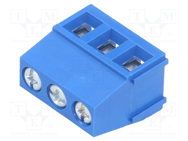 PCB terminal block; angled 90°; 5mm; ways: 3; on PCBs; 4mm2; 16A