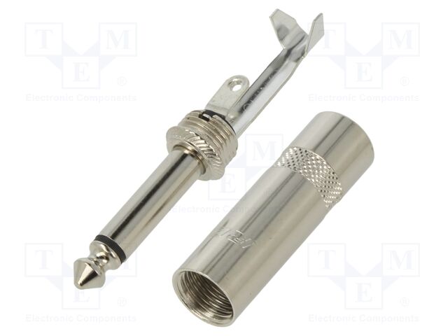 Connector: Jack 6,3mm; plug; male; straight; Body: silver; ways: 2