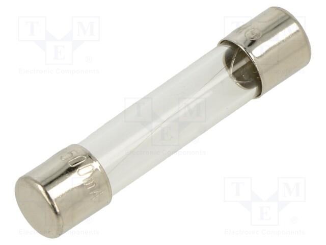 Fuse: fuse; 500mA; 250VAC; glass; 6.35x31.8mm; brass; bulk