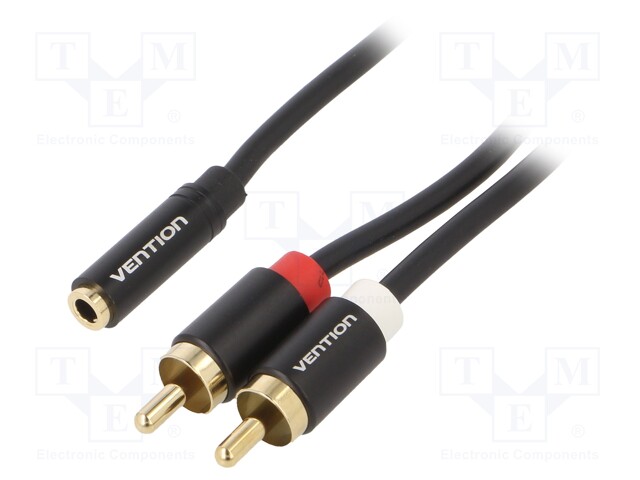 Cable; Jack 3.5mm socket,RCA plug x2; 1m; Plating: gold-plated