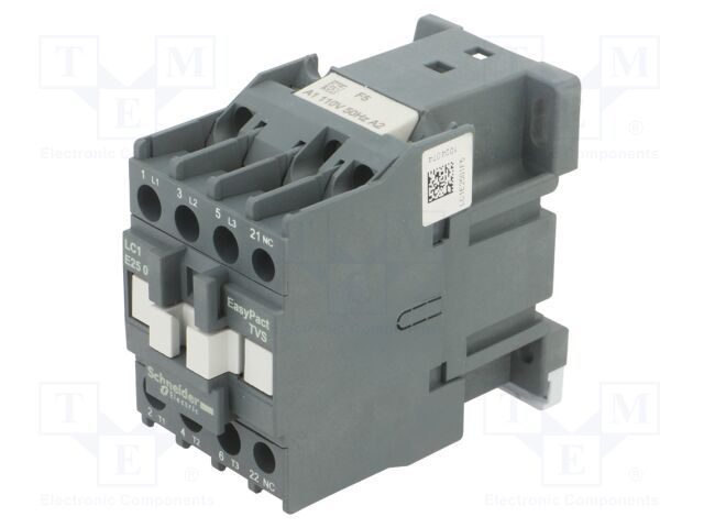 Contactor: 3-pole; NO x3; Auxiliary contacts: NC; 110VAC; 25A; 690V