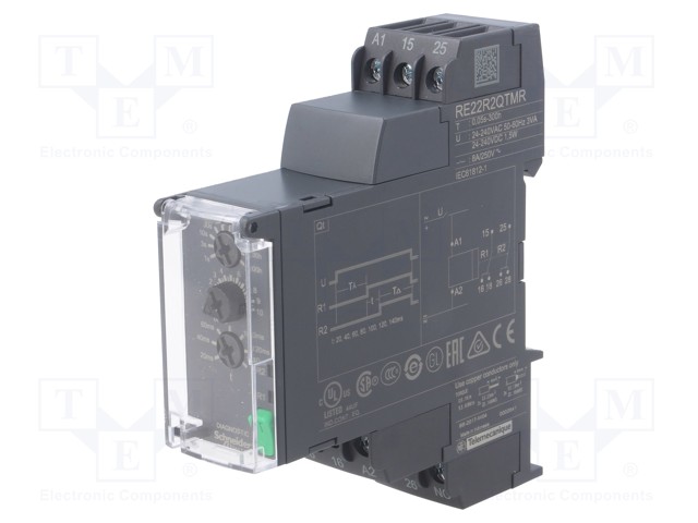 Timer; 0,05s÷300h; DPDT; 250VAC/8A; 24÷240VAC; 24÷240VDC; DIN; IP20