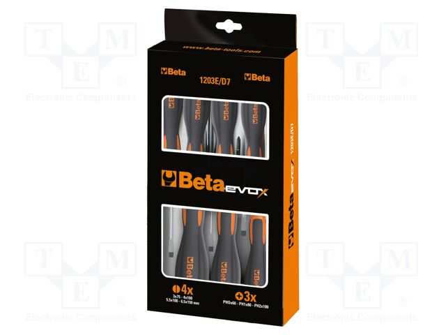 Screwdriver: universal-set; Phillips,slot; EVOX; box; 8pcs.
