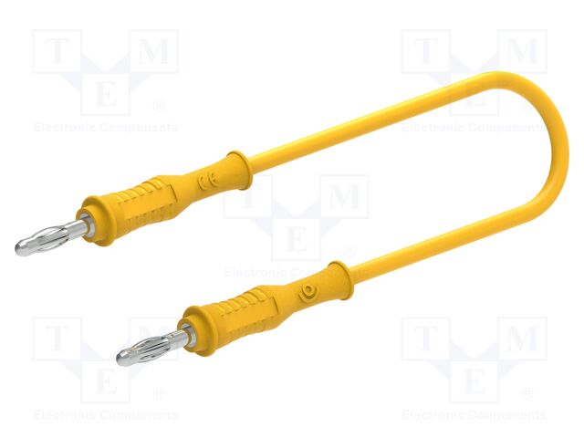 Test lead; 60VDC; 30VAC; 12A; banana plug 4mm,both sides; yellow
