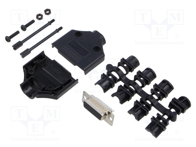 D-Sub HD; PIN: 26; plug; female; for cable; straight; soldering