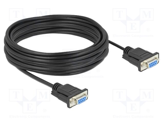 Cable; D-Sub 9pin socket,both sides; PVC; Len: 10m; black
