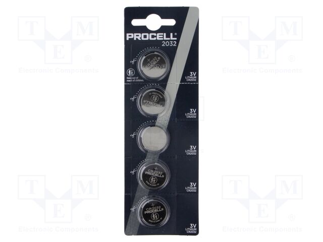 Battery: lithium; 3V; CR2032,coin; non-rechargeable; Ø20x3.2mm