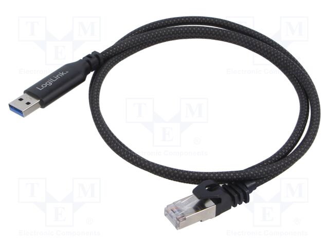 Cable; USB 3.0; RJ45 plug,USB A plug; nickel plated; 3m; black