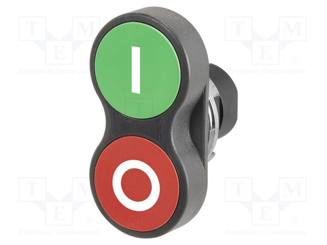 Switch: double; 22mm; Stabl.pos: 1; green/red; none; IP65; flat; 46