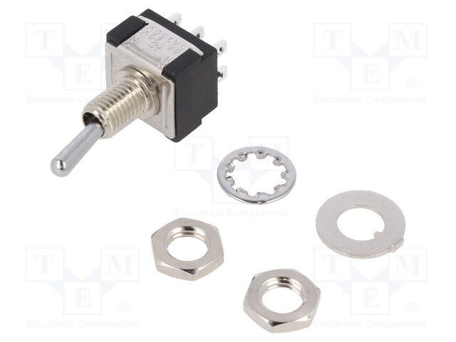 Switch: toggle; Pos: 2; DPDT; (ON)-ON; 6A/125VAC; 6A/6VDC; -45÷140°C