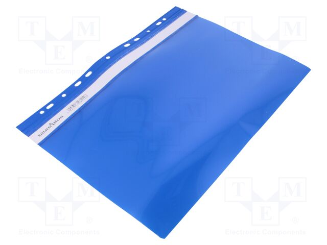 Document wallet; with holes; A4; blue; PVC