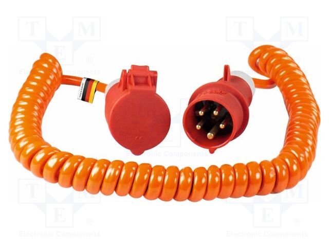 Mains; 5G1.5mm2; coiled,three-phase,with flap; PUR; orange; 16A