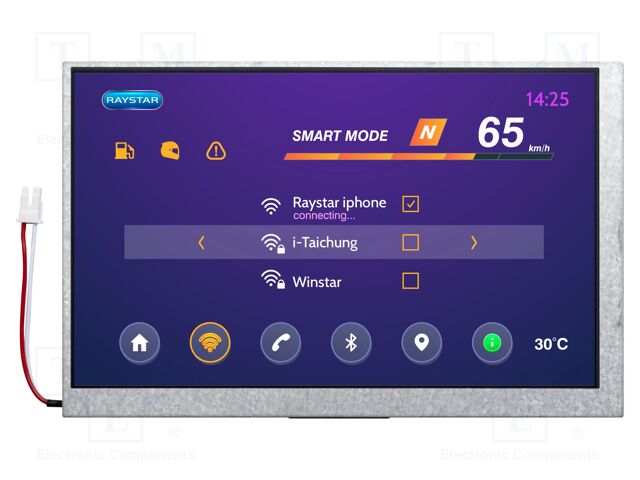 Display: TFT; 7"; 800x400; Illumin: LED; Dim: 165x104.6x6.8mm; RGB