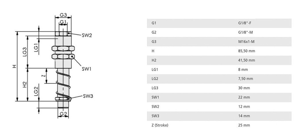 Spring plunger; 0÷80°C; Vert.load: 3700N; 0.14N/mm; FSTE-HD
