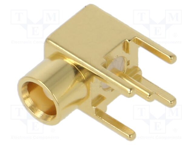 Socket; MCX; female; angled 90°; 50Ω; THT; on PCBs; teflon