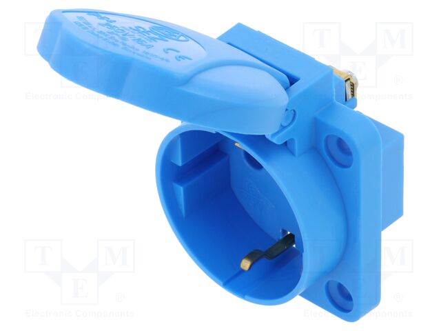Connector: AC supply; socket; female; 16A; 250VAC; PIN: 3; 2P+PE