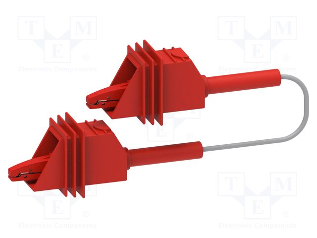 Test lead; 10A; both sides,aligator clip; insulated; Len: 1m; red