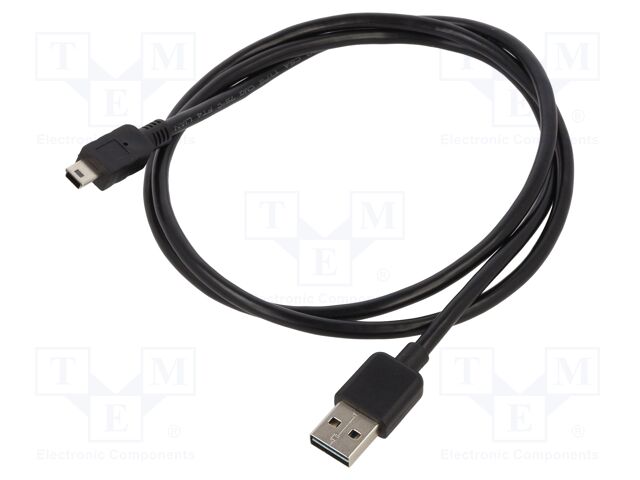 Cable; USB 2.0; USB A plug double sided,USB B mini plug; 1m