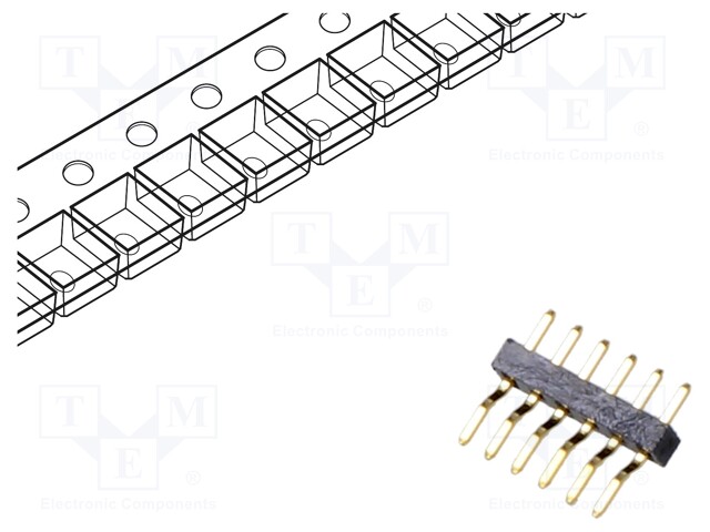 Pin header; pin strips; male; PIN: 6; horizontal; 1mm; SMT; 1x6