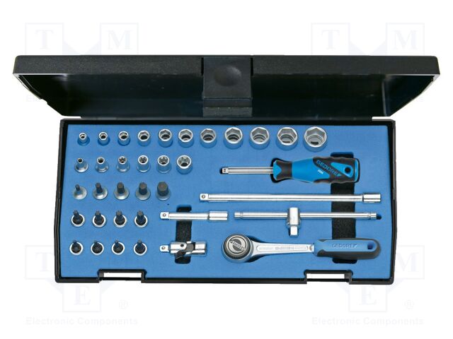 Wrench-set; 6-angles,rattle,socket spanner; tool steel; 1/4"