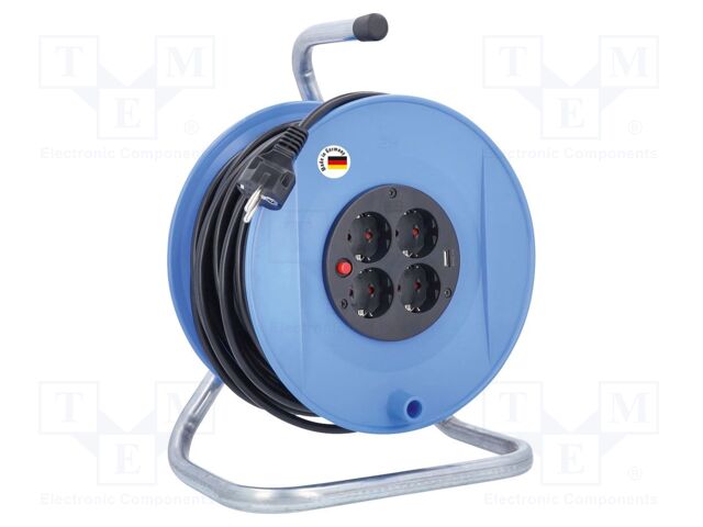 Extension lead; 3G1.5mm2; reel,with brake,rolled; Sockets: 5