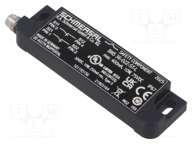 Safety switch: magnetic; BNS 36; NC x2; IP67; plastic; -25÷70°C