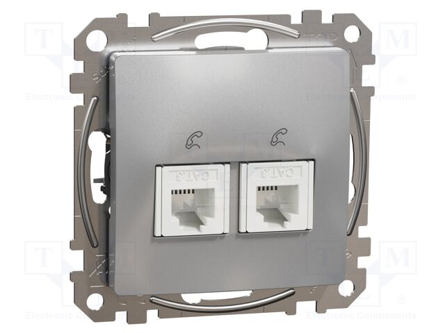 Telephone socket dual; IP20; plaster embedded,in mounting box