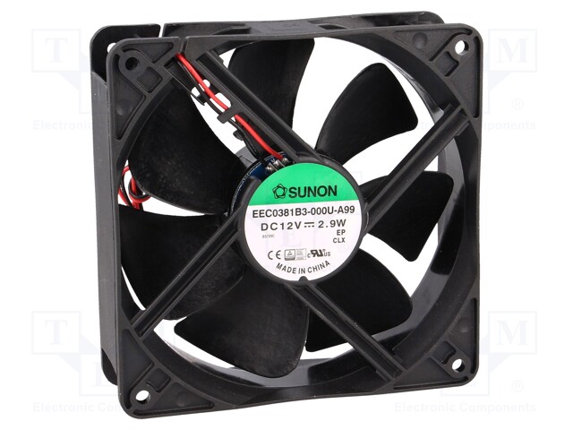 Fan: DC; axial; 12VDC; 120x120x38mm; 158m3/h; 37dBA; ball bearing