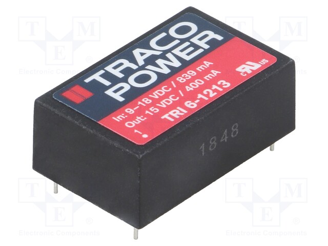 Converter: DC/DC; 6W; Uin: 9÷18V; Uout: 15VDC; Iout: 400mA; DIP24